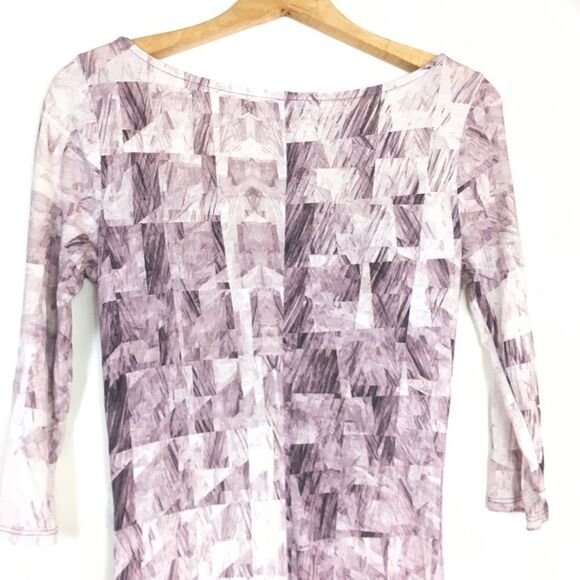 3/4 Sleeve Twist Front Printed Pink Dress - Picture 6 of 8
